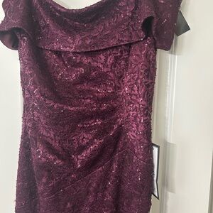 Xscape Burgundy Sequin Wedding Dress
